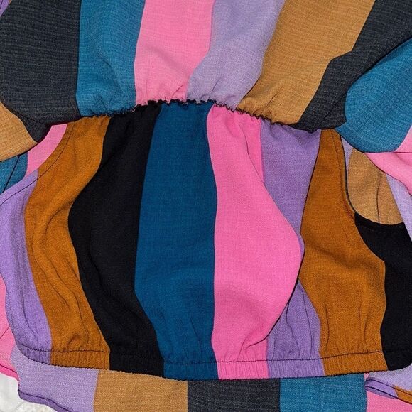 Show Me Your Mumu Mezcal Stripe Heidi Ruffle Crop Top Blouse Shirt Pink  XS - Picture 5 of 5